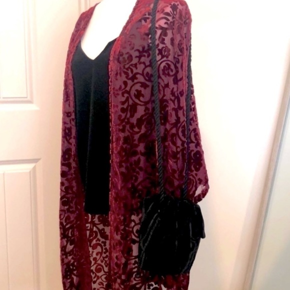Saks Fifth Avenue Black Label Genuine Leather + Velvet Drawstring Bag Silk Rope main image 6